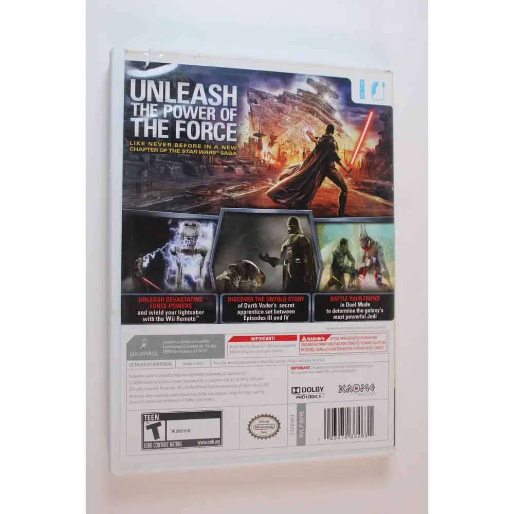 Star Wars The Force Unleashed (Nintendo Wii) Authentic, Complete, Tested/Works